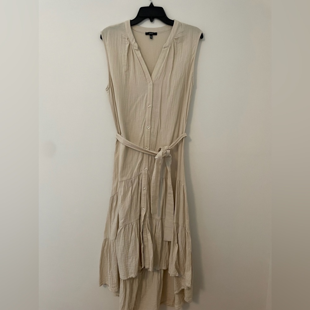 Anthropologie DREW Midi High/Low Tank Dress, Cream Size